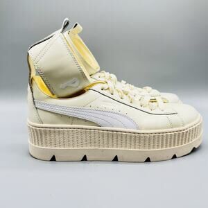 Puma Fenty Creeper Shoes Womens 11 White Patent Leather Platform 366268-02